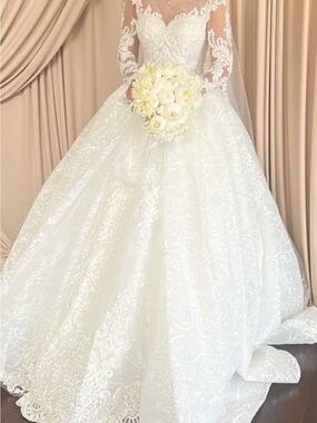 Elegant Luxury Lace Ball Gown Wedding Dress